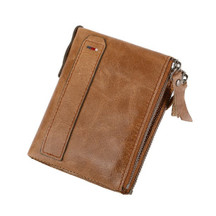 Men's Leather Inner Card Holder Zipper Hasp Closure Wallets