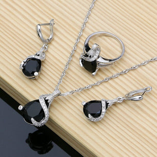 Women's 100% 925 Sterling Silver Zircon Water Drop Jewelry Sets