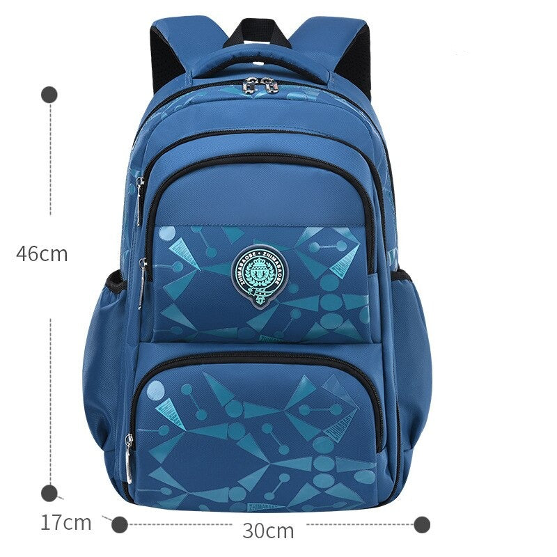 Kid's Boy Nylon Zipper Closure Waterproof Printed School Backpack