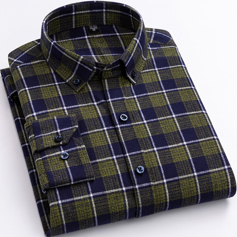 Men's Turndown Collar Single Breasted Plaid Pattern Casual Shirts