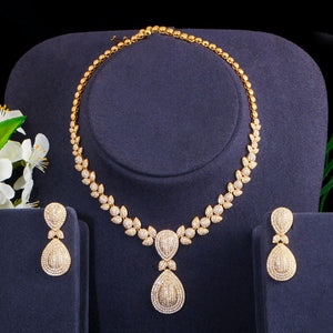 Women's Copper Cubic Zirconia Water Drop Wedding Jewelry Set