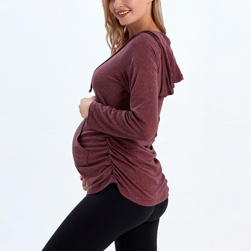 Women's Cotton V-Neck Full Sleeve Maternity Casual Sweatshirt