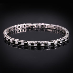 Women's Copper Cubic Zirconia Link Chain Geometric Bracelet