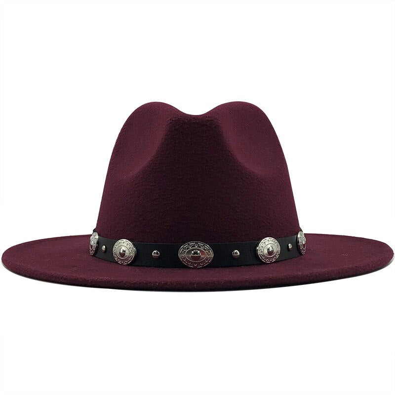 Women's Wool Rivet Ribbon Pattern Casual Wear Elegant Trendy Hat