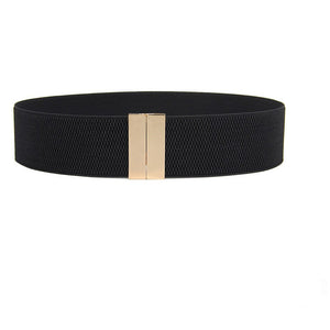 Women's Leather Metal Buckle Closure Stretch Waistband Belts