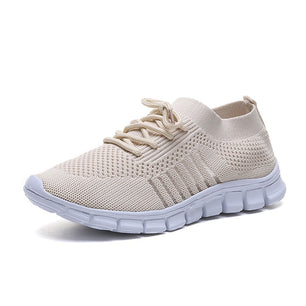 Women's Round Toe Breathable Mesh Lace-up Closure Walking Sneaker