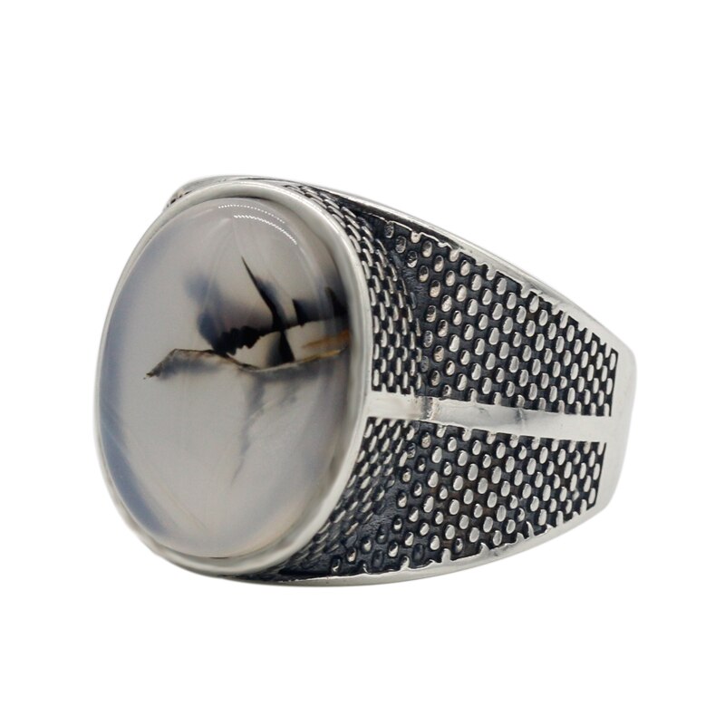 Men's 100% 925 Sterling Silver Oval Pattern Vintage Elegant Ring