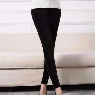 Women's Spandex High Waist Solid Pattern Thick Warm Leggings