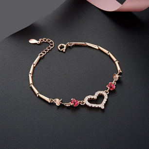 Women's 100% 925 Heart Pattern Zircon Silver Charm Type Bracelet