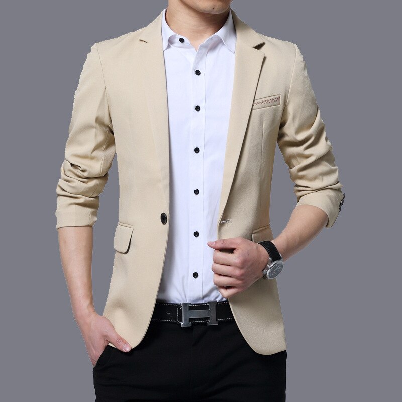 Men's Polyester Single Breasted Long Sleeve Plain Pattern Blazers