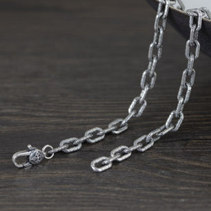 Men's 100% 925 Sterling Silver Link Chain Geometric Necklace