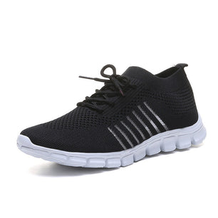 Women's Round Toe Breathable Mesh Lace-up Closure Walking Sneaker