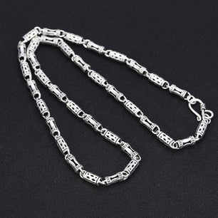 Men's 100% 925 Sterling Silver Link Chain Geometric Necklace