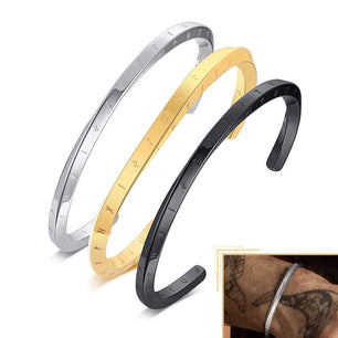 Men's Stainless Steel Link Chain Round Pattern Trendy Bracelet