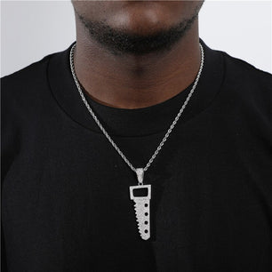 Men's Metal Copper Cubic Zircon Pendants Trendy Hip Hop Necklaces