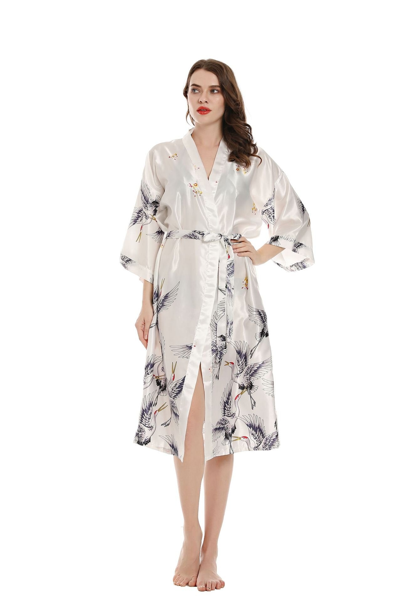 Women's Polyester Short Sleeve Printed Pattern Nightwear Robe