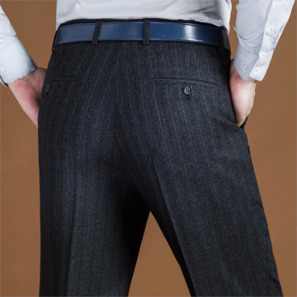 Men's Wool High Waist Zipper Fly Closure Plain Casual Pants