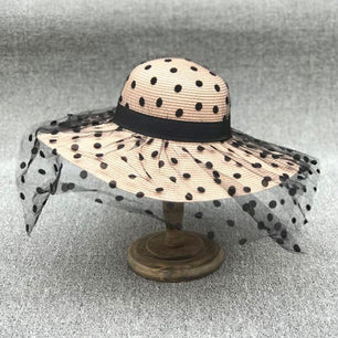 Women's Straw Foldable Dotted Sun Protection Floppy Elegant Hats