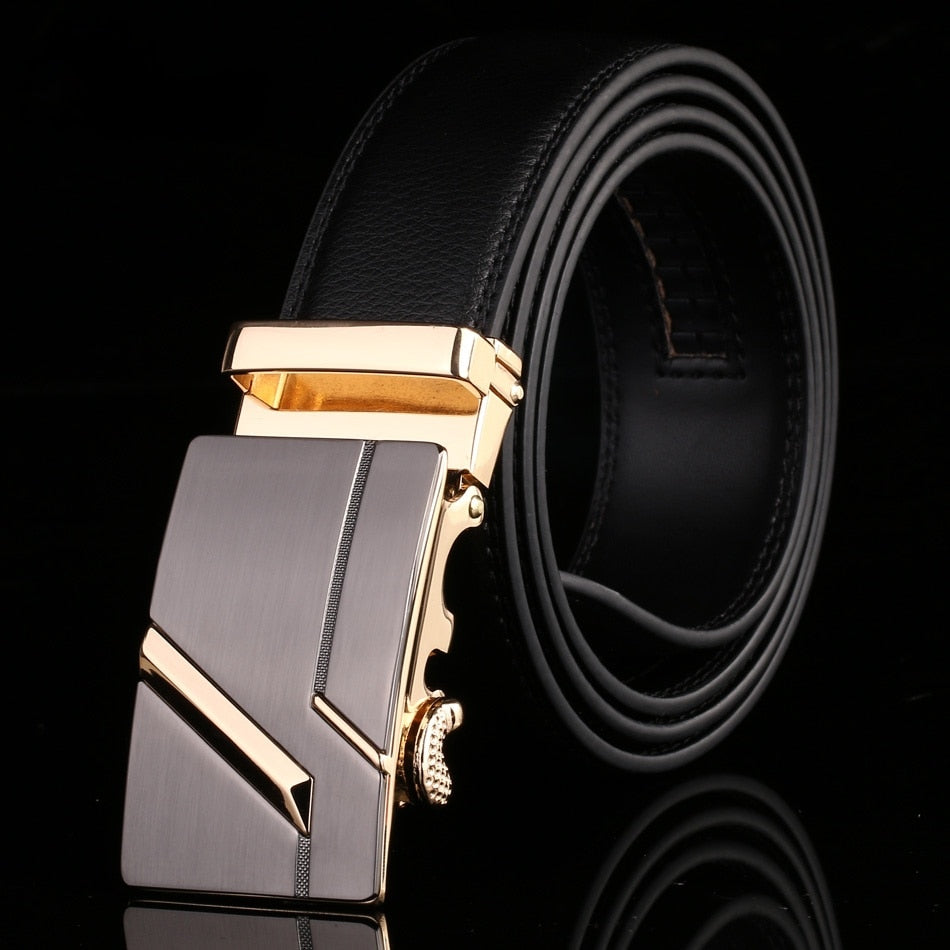 Men's Cowskin Automatic Metal Buckle Luxury Solid Strap Belt