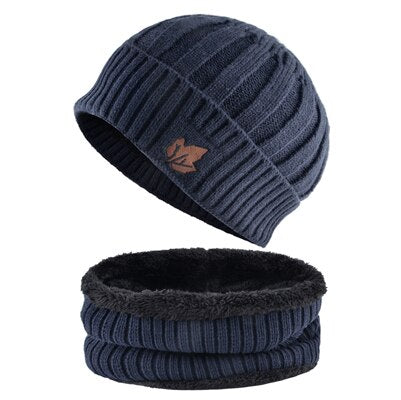 Men's Polyester Skullies Beanies Winter Knitted Pattern Wool Cap