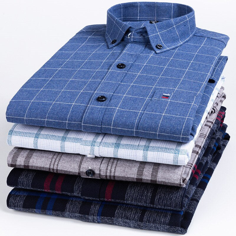 Men's Turndown Collar Single Breasted Plaid Pattern Casual Shirts