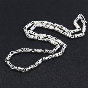 Men's 100% 925 Sterling Silver Link Chain Geometric Necklace