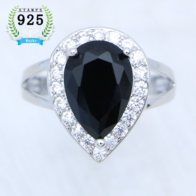 Women's 100% 925 Sterling Silver Zircon Water Drop Trendy Ring