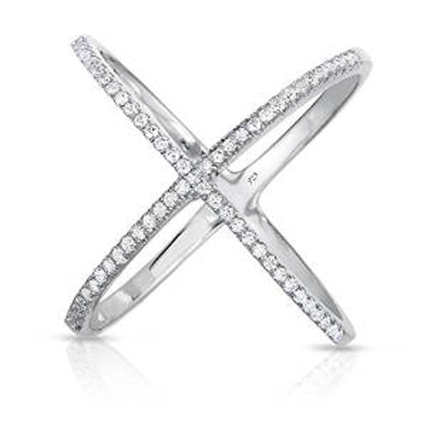 Women's 100% 925 Sterling Silver Geometric Pattern Zircon Ring