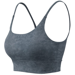 Women's Polyester Sleeveless Sling Plain Pattern Sports Bra