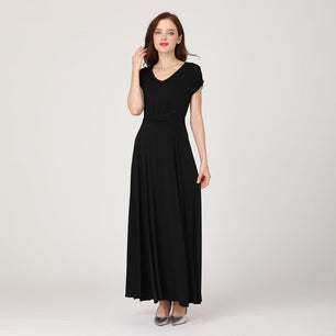 Women's Spandex Round Neck Plain Long Maternity Dress