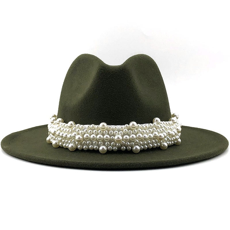 Women's Cotton Pearl Ribbon Pattern Casual Wear Party Elegant Hat