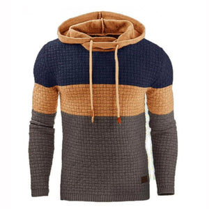 Men's Polyester Long Sleeve Patchwork Hooded Sweatshirt