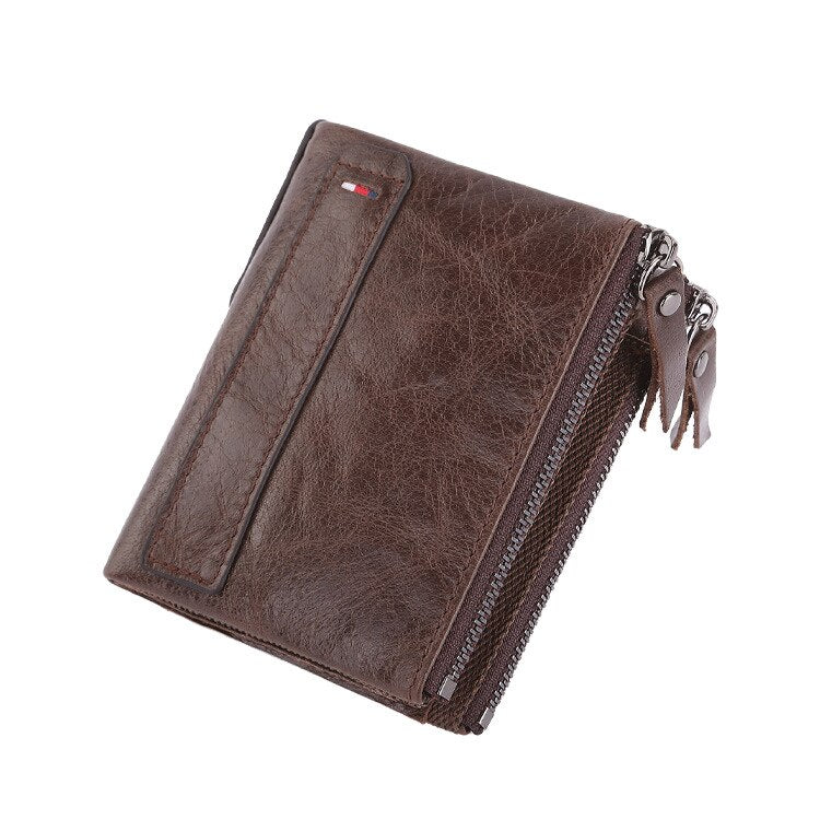 Men's Leather Inner Card Holder Zipper Hasp Closure Wallets