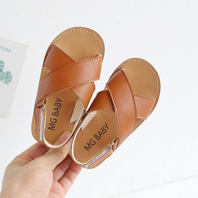 Kid's Girl PU Anti Slippery Hook Loop Closure Soft Sandals