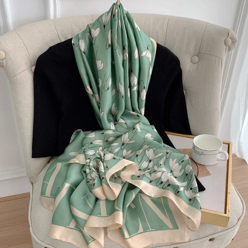 Women's Silk Long Neck Wrap Printed Pattern Casual Wear Scarfs