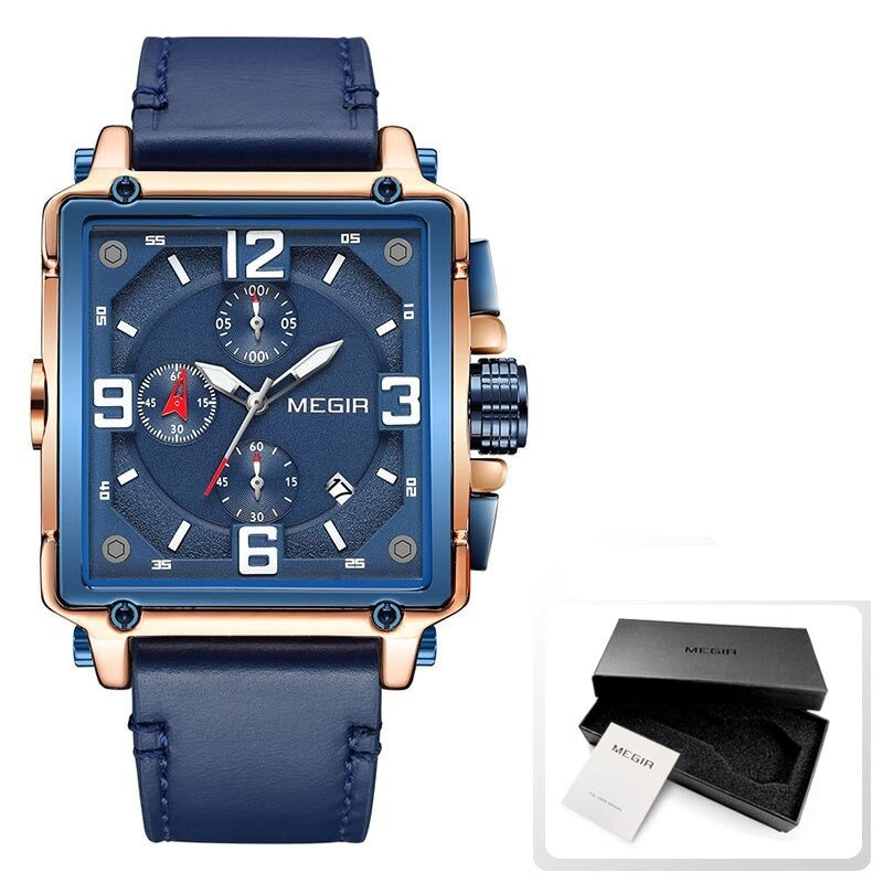 Men's Alloy Buckle Clasp Water-Resistant Quartz Square Watches