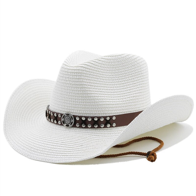 Women's Straw Rivet Pattern Casual Wear Summer Beach Trendy Caps