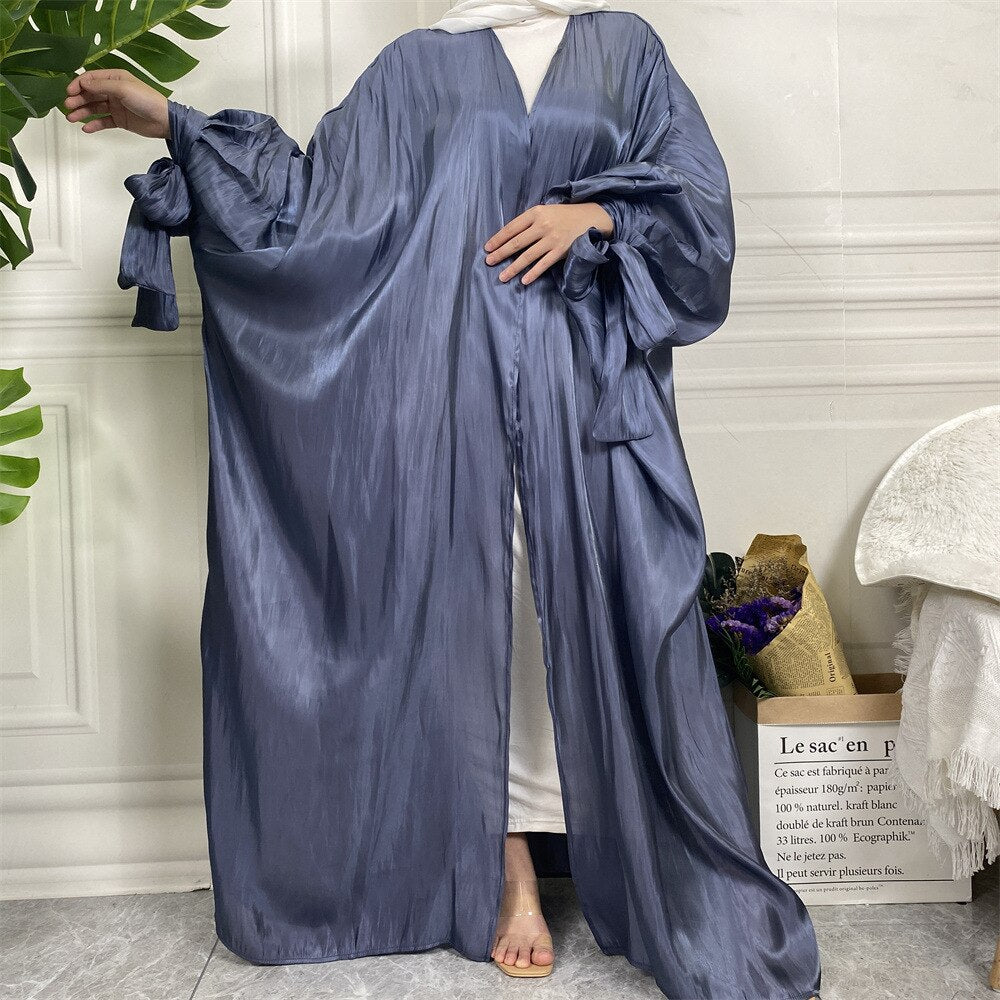 Women's Arabian Polyester Full Sleeve Elegant Trendy Open Abaya