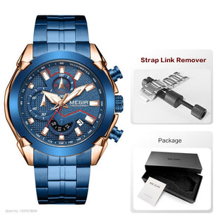 Men's Alloy Buckle Clasp Waterproof Quartz Trendy Round Watches