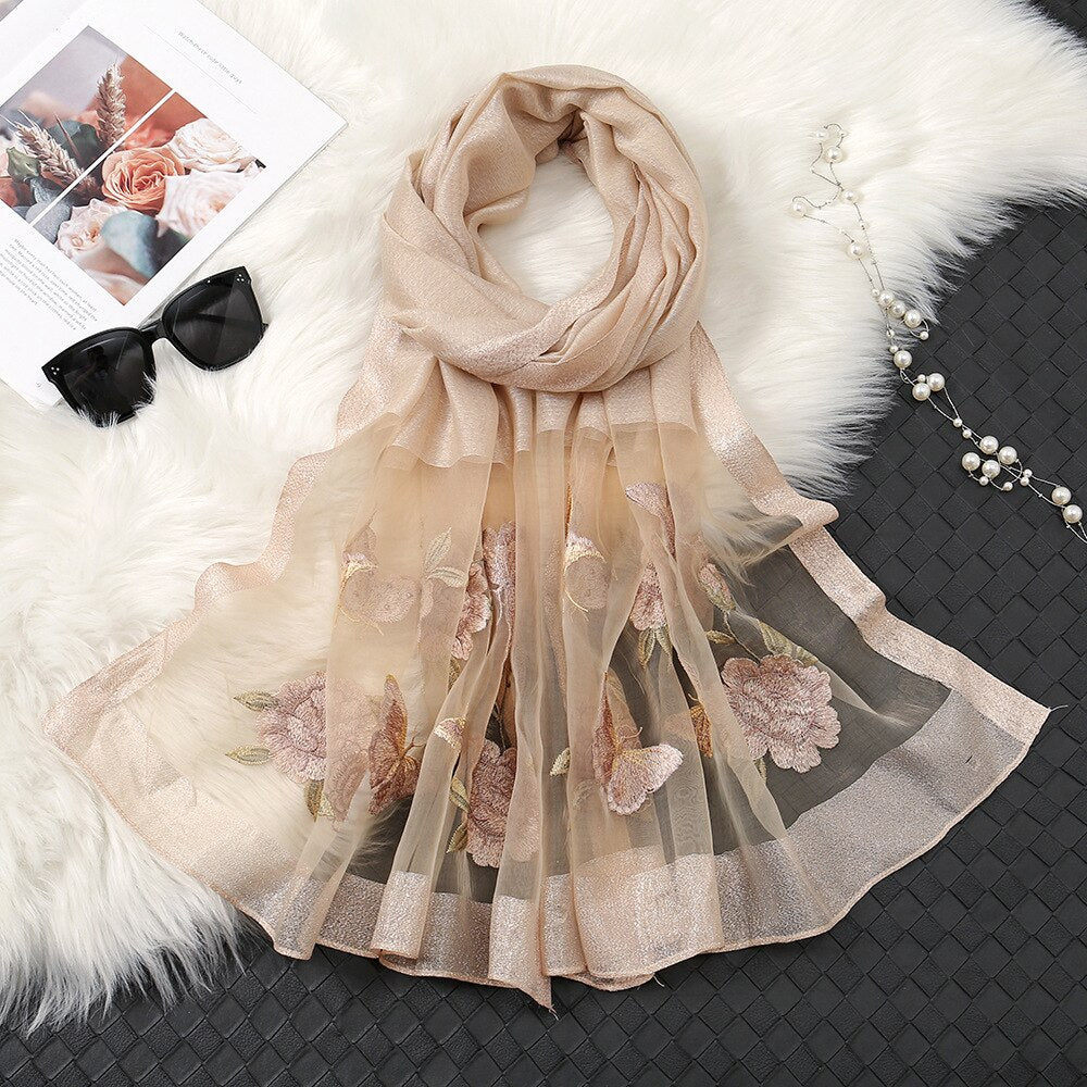 Women's Polyester Floral Pattern Neck Wrap Cashmere Scarves