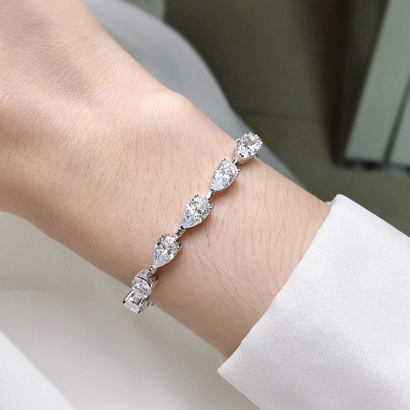 Women's 925 Sterling Silver Diamond Geometric Pattern Bracelet