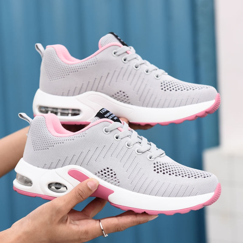 Women's Cotton Lace-Up Patchwork Pattern Walking Running Shoes