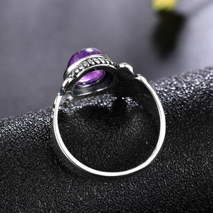 Women's 100% 925 Sterling Silver Amethyst Channel Setting Ring