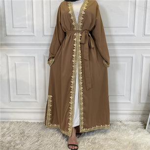 Women's Arabian Polyester Full Sleeve Embroidery Open Abaya