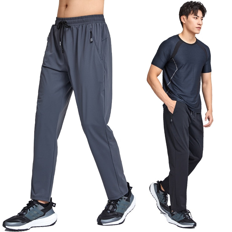 Men's Polyester Drawstring Closure Fitness Sports Wear Trousers