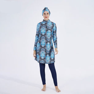 Women's Arabian Spandex Full Sleeve Printed Beach Swimwear Dress