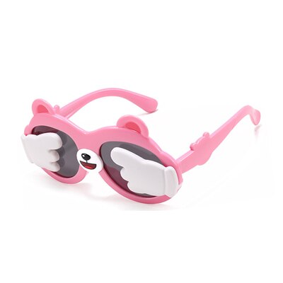 Kid's Acetate Frame Flexible Anti UV Protection Oval Sunglasses