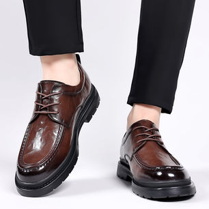 Men's Leather Round Toe Lace-Up Closure Plain Formal Wear Shoes