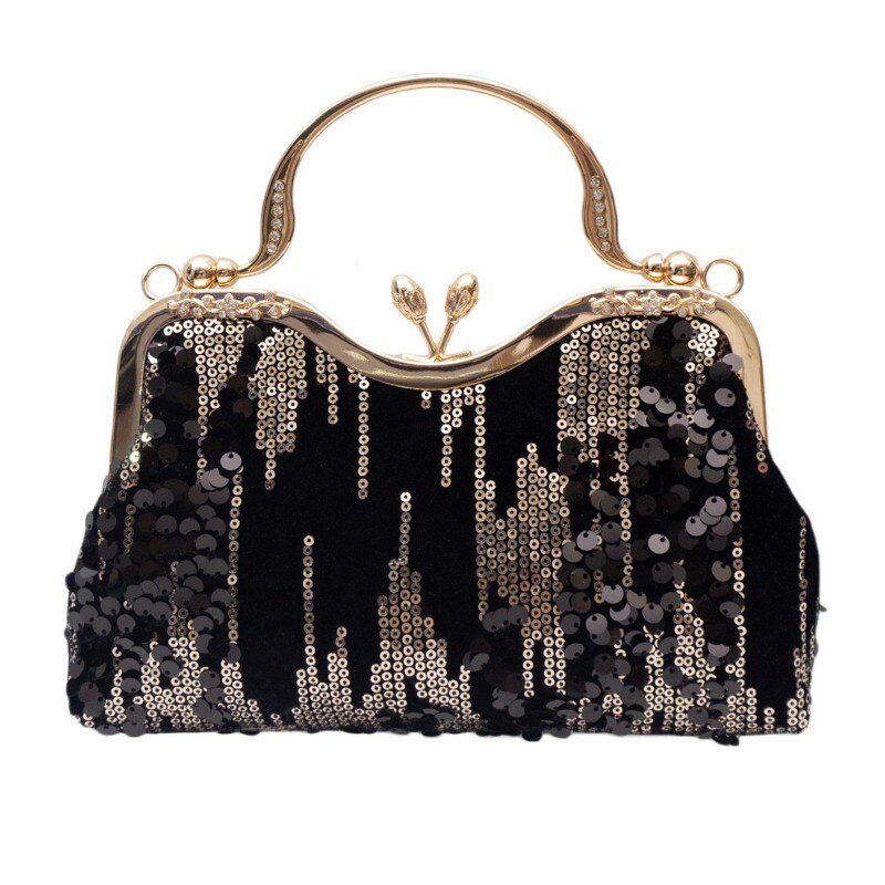 Women's PU Leather Hasp Closure Sequin Pattern Elegant Handbags