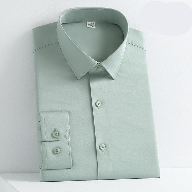 Men's Polyester Single Breasted Full Sleeves Solid Pattern Shirt